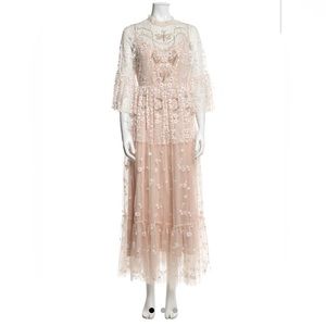 BEULAH LACE PATTERN LONG DRESS